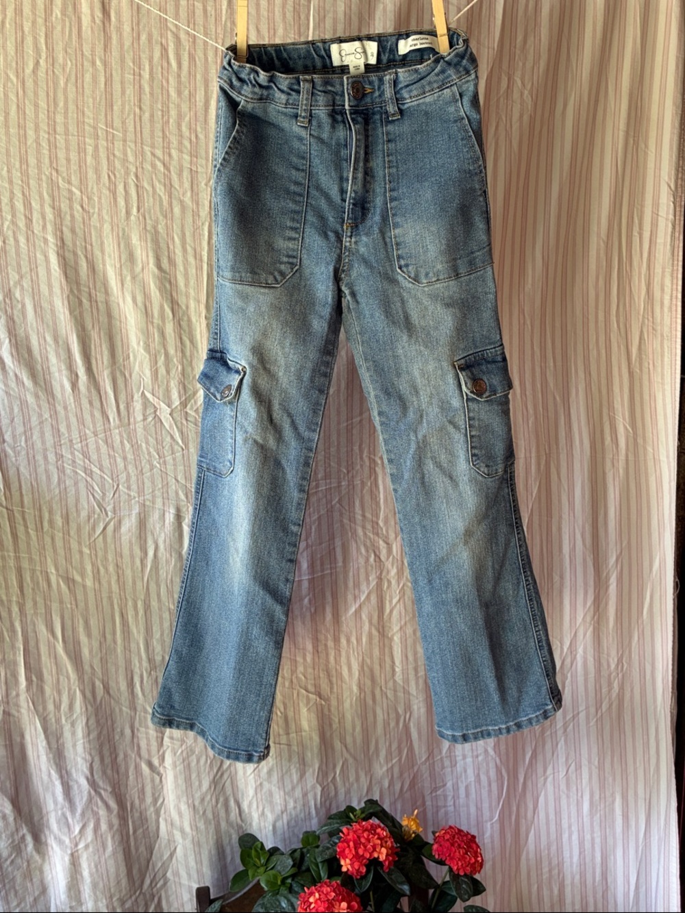 Jessica Simpson; Girls Blue Cargo Denim Jeans